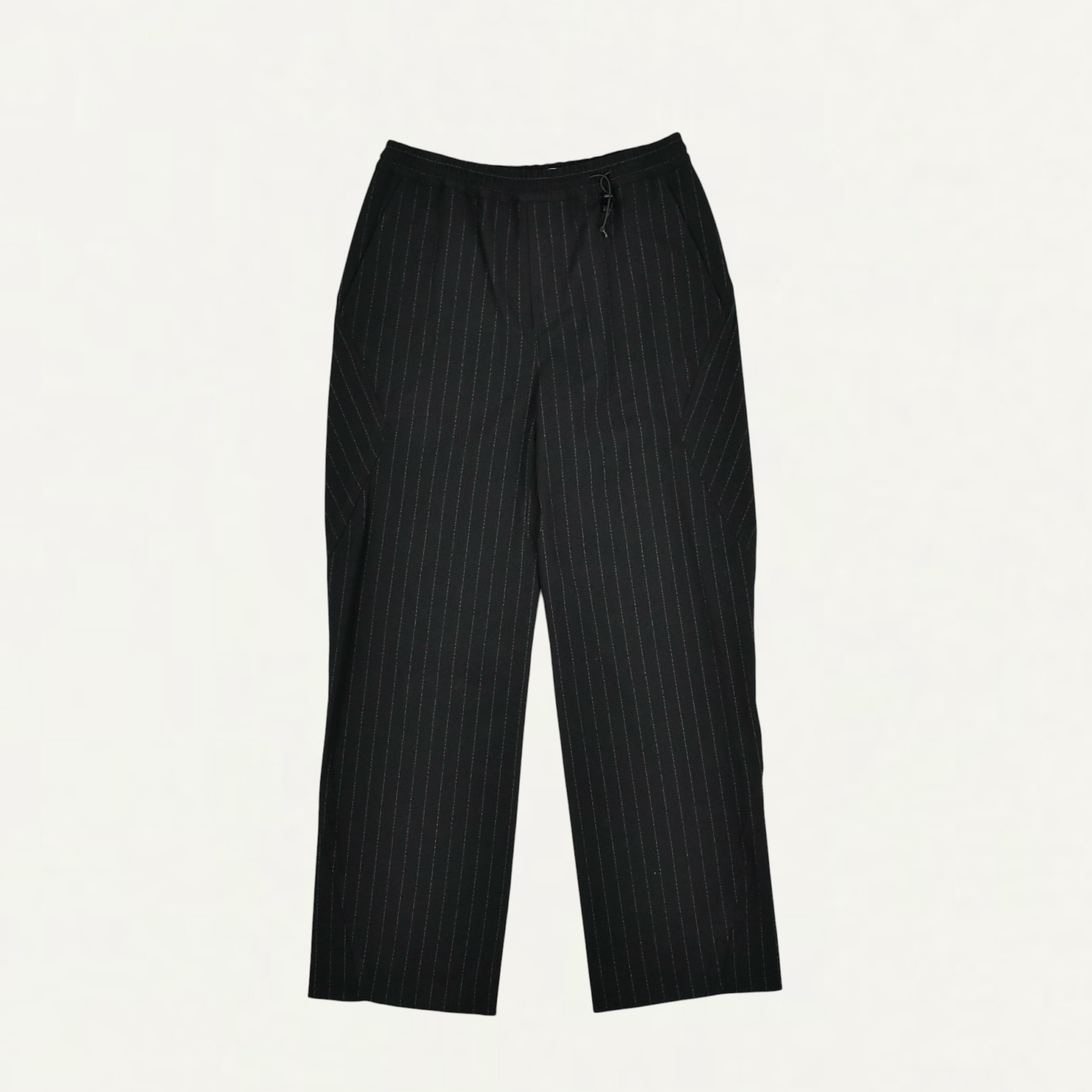 NTN WOOL SILK STRIPE 3D TROUSERS BLACK/WHITE[N007-049165]