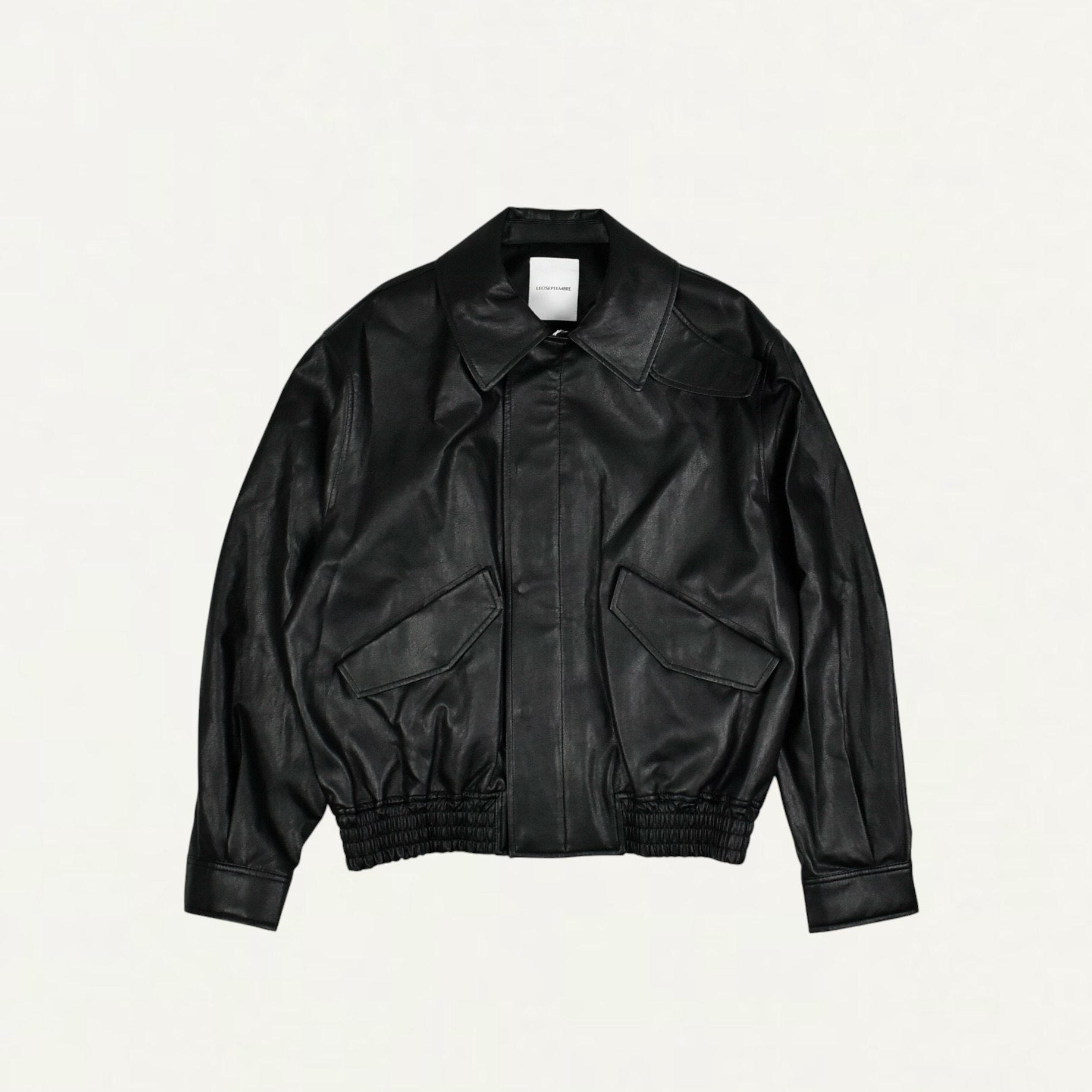 LE17SEPTEMBRE HOMME FAUX LEATHER ZIP BLOUSON BLACK[LH2679LE002EBB]