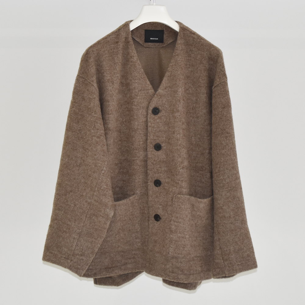 08sircus Alpaca shaggy collarless jacket [OT15]