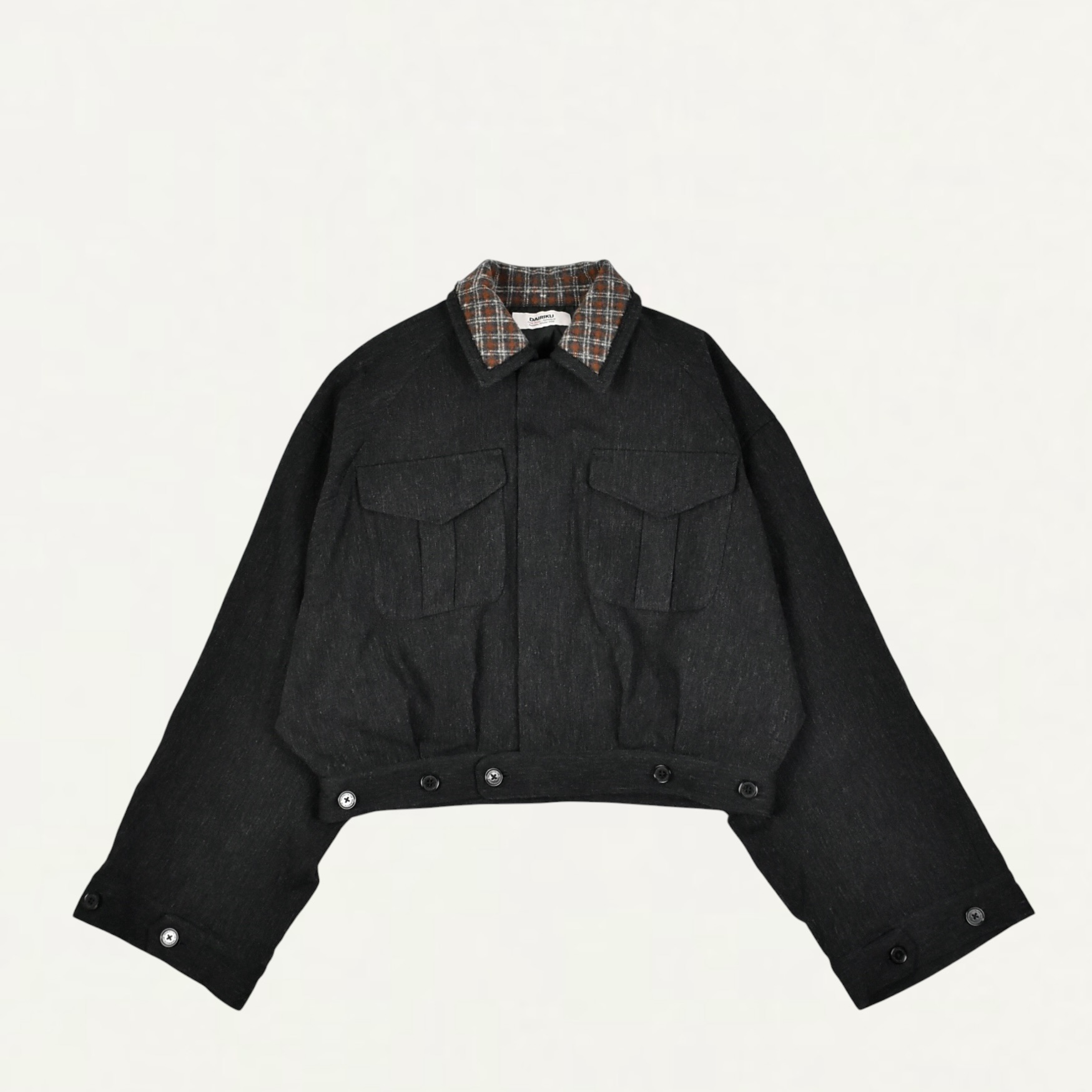 DAIRIKU "Big Sleeve” Shining Collar Military Jacket Black[DA-26AW-J10]
