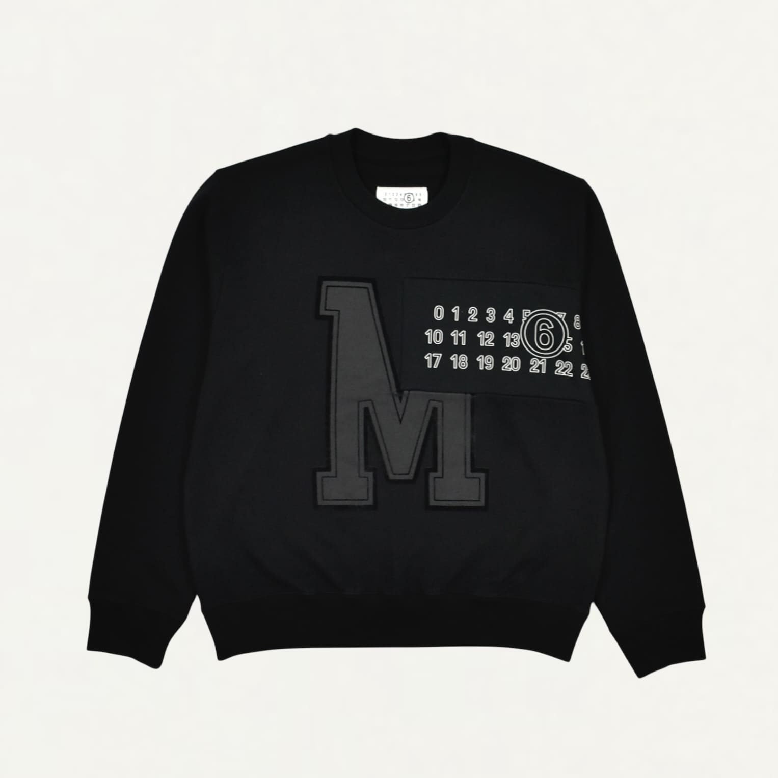 MM6 MAISON MARGIELA Numeric & M Crew Sweatshirt Black[SH0GU0029]
