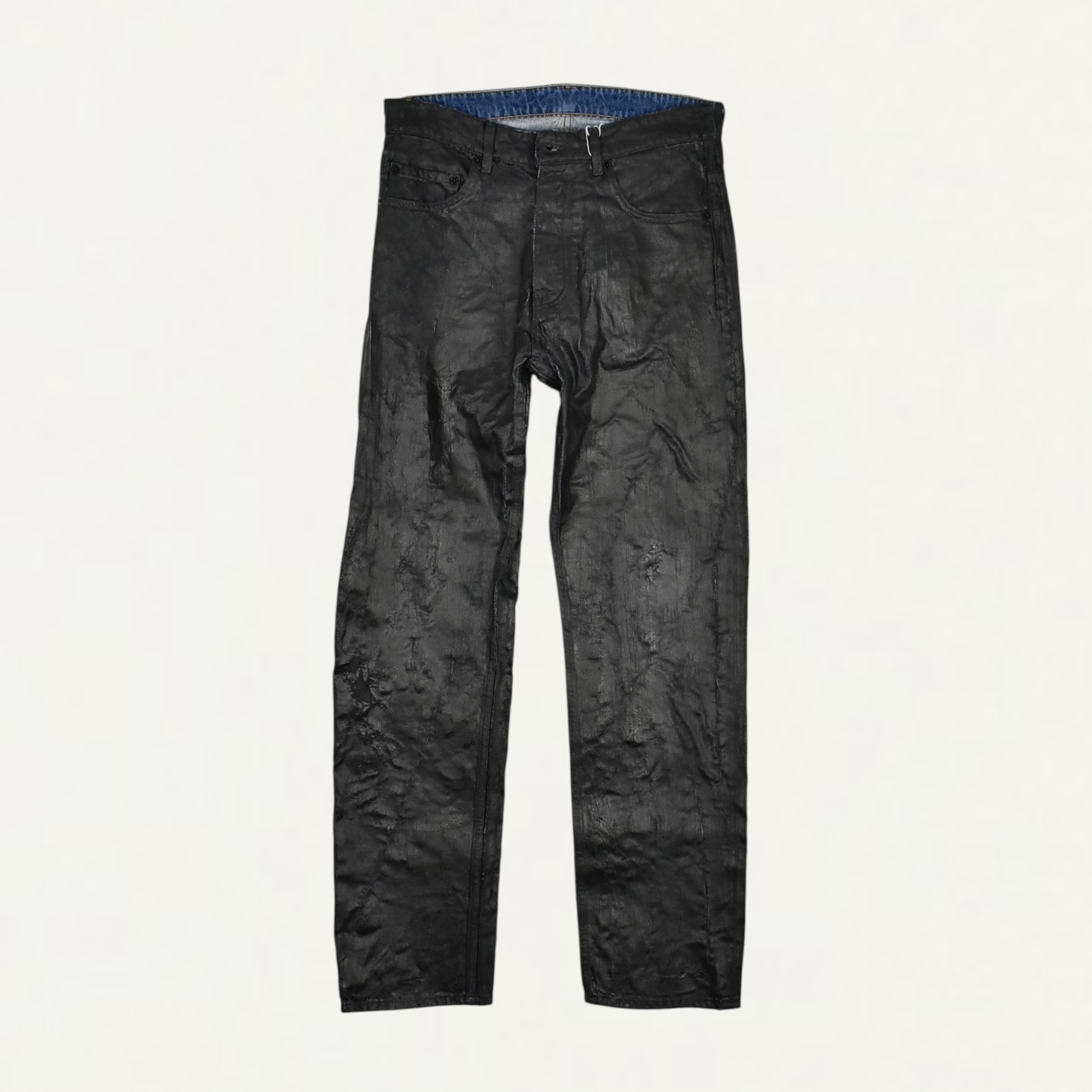 MM6 MAISON MARGIELA Coated Denim Straight Pants Black/Indigo[SH2LA0038]
