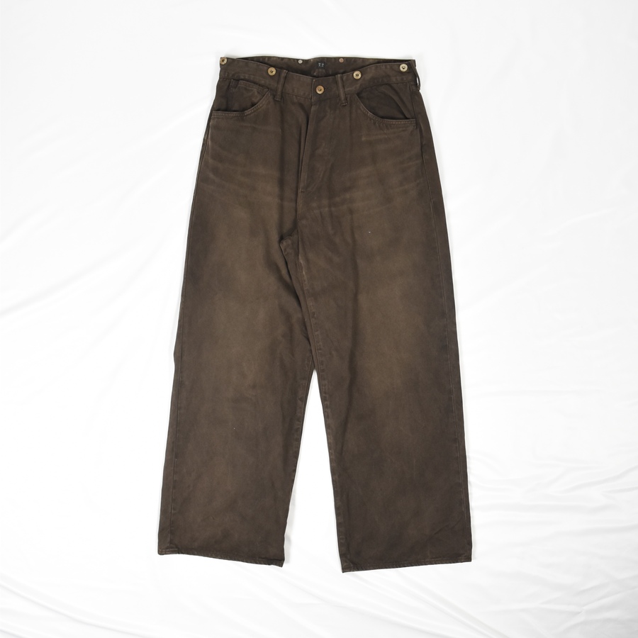 T.T LOT.209 BUCKLE-BACKED TROUSERS [Damaged Mud Dyed Brown]