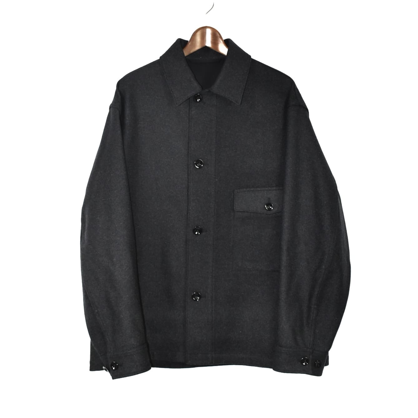 LEMAIRE ONE POCKET OVERSHIRT ASH BLACK[OV1003 LF393]