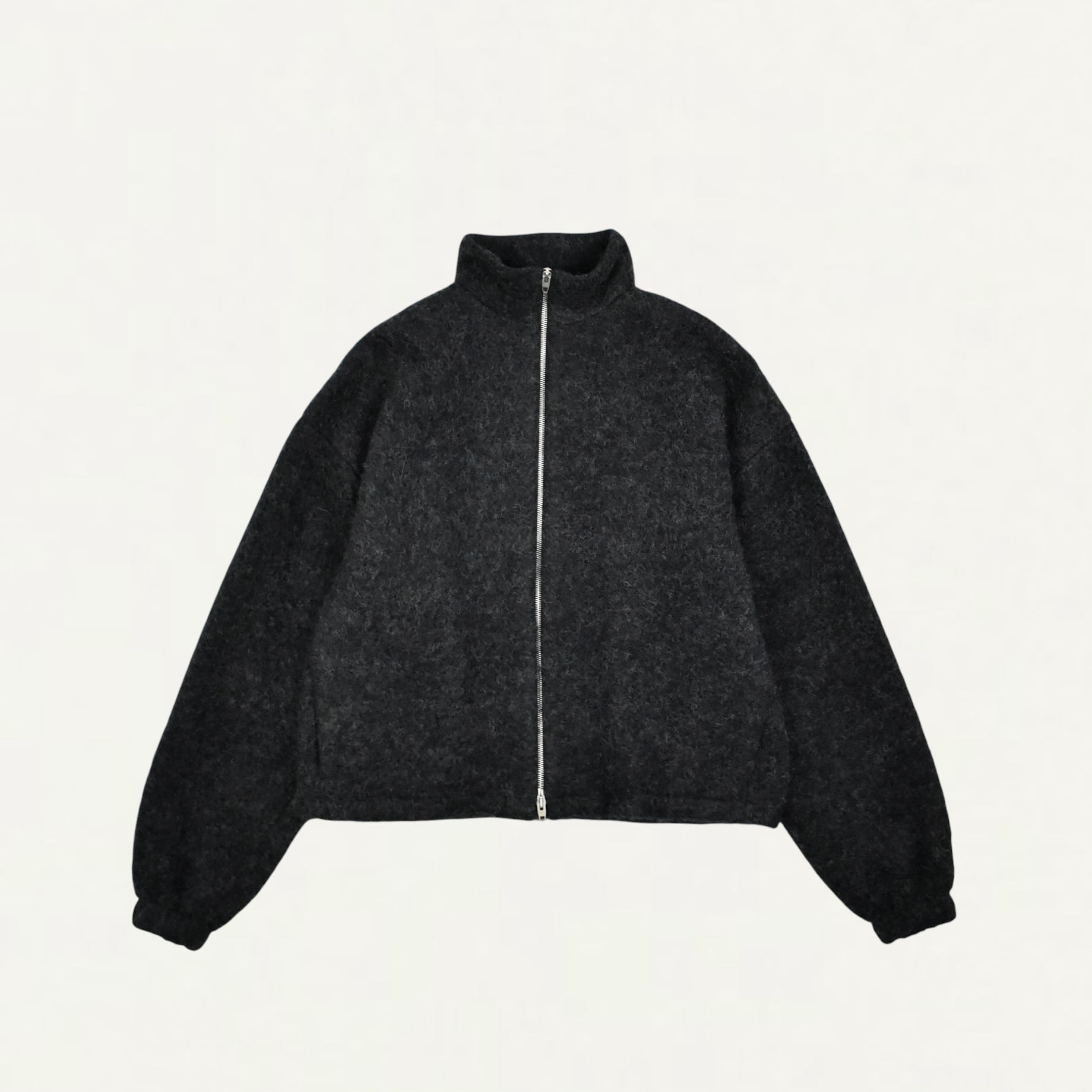JIL SANDER Wool Fleece Zip-Up Sweatshirt Lava stone[J22HG0116]