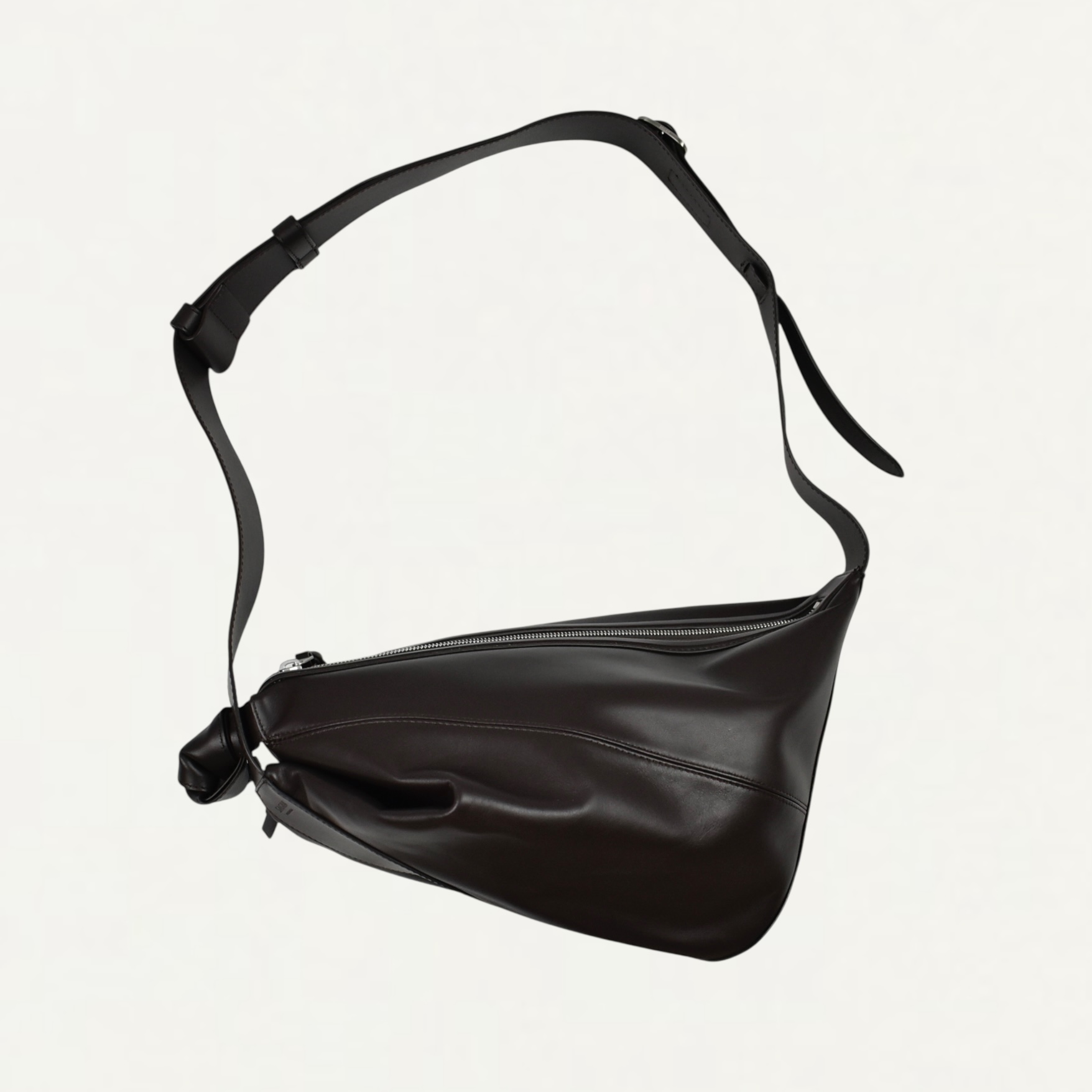 SAGAN Vienna Furoshiki Crossbody Bag M Soft Lamb Leather Brown