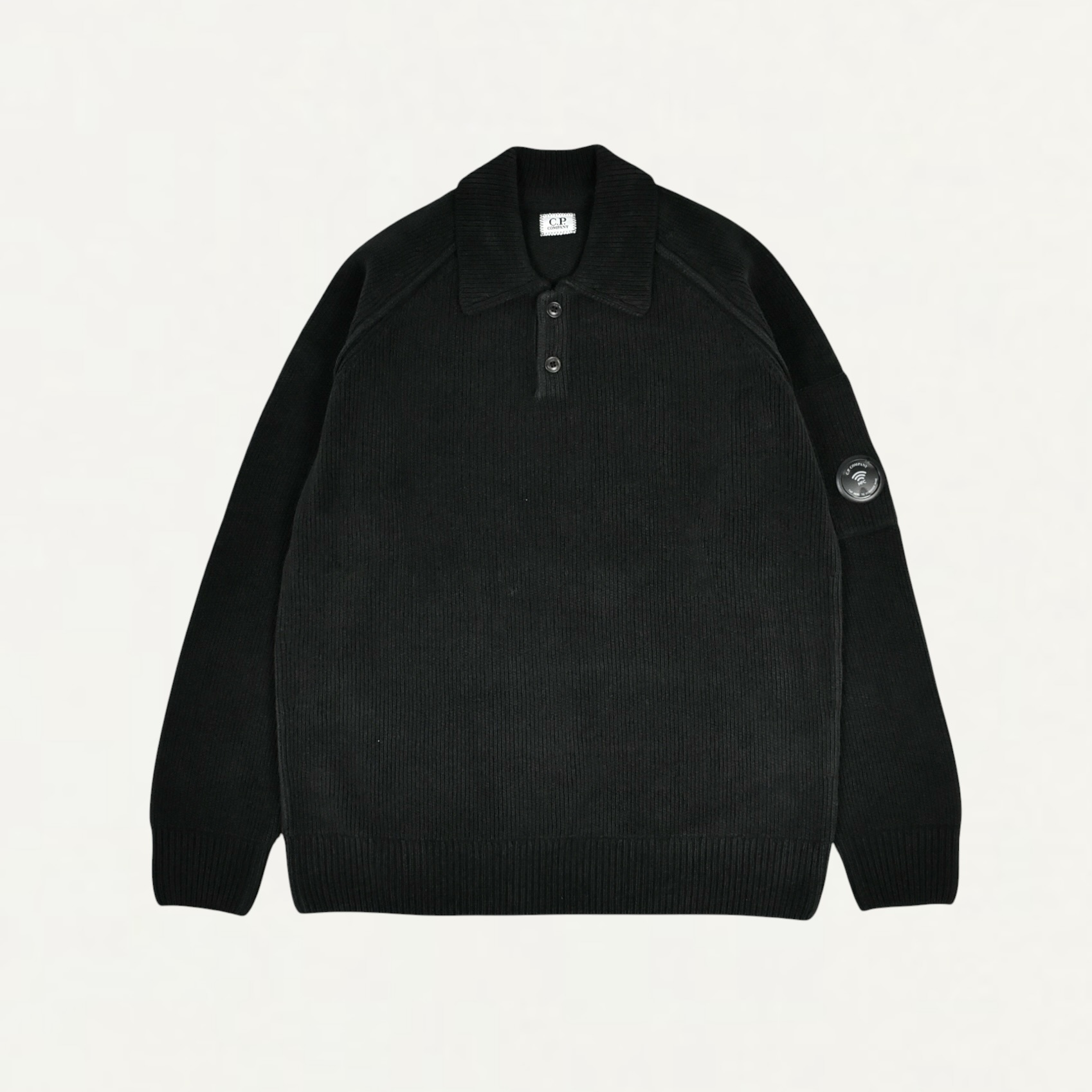 C.P. Company COTTON KNIT POLO SHIRT BLACK[21CMKN1998A]