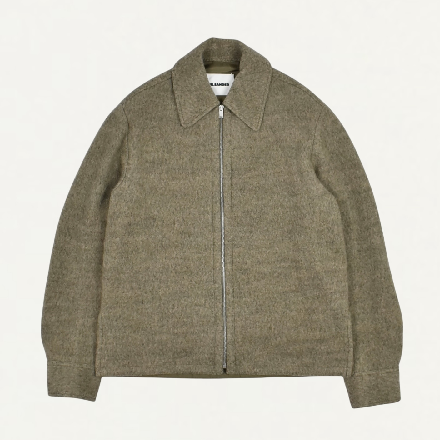 JIL SANDER FELTED WOOL MELANGE SHIRT W/ZIP FERN[J22DL0315]