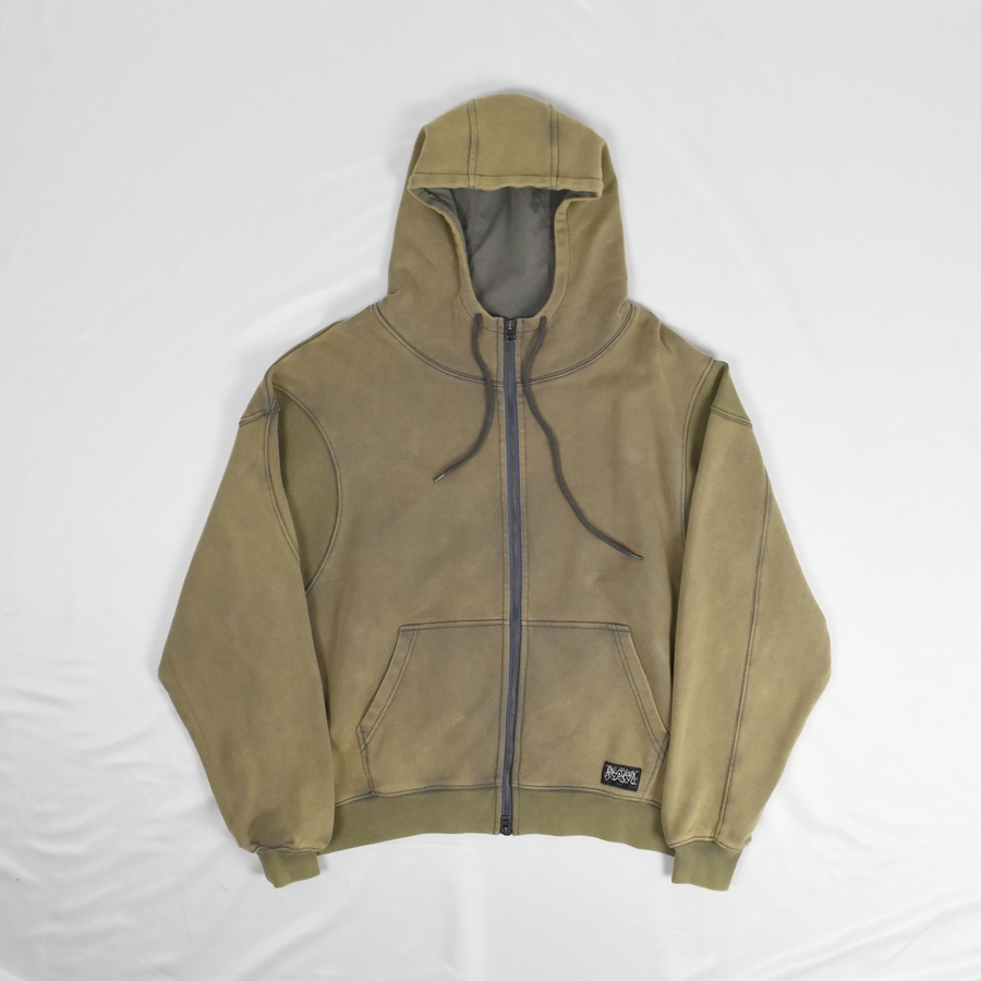 PAM THUNDERDOME ZIP THROUGH HOODED SWEAT [SANDSTONE WASH]