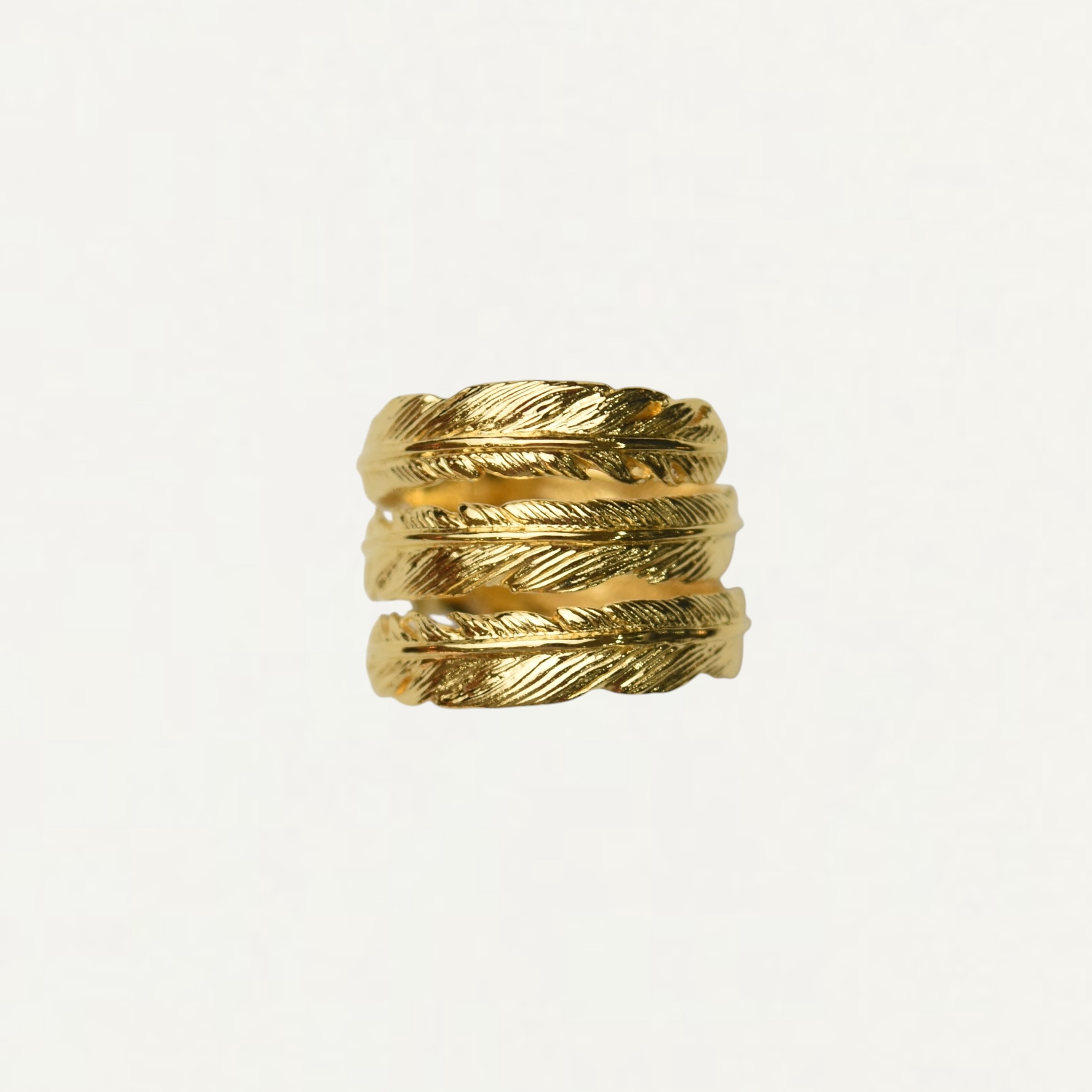 GARDEL TRINITY FEATHER RING GOLD COATING[GDR-090]