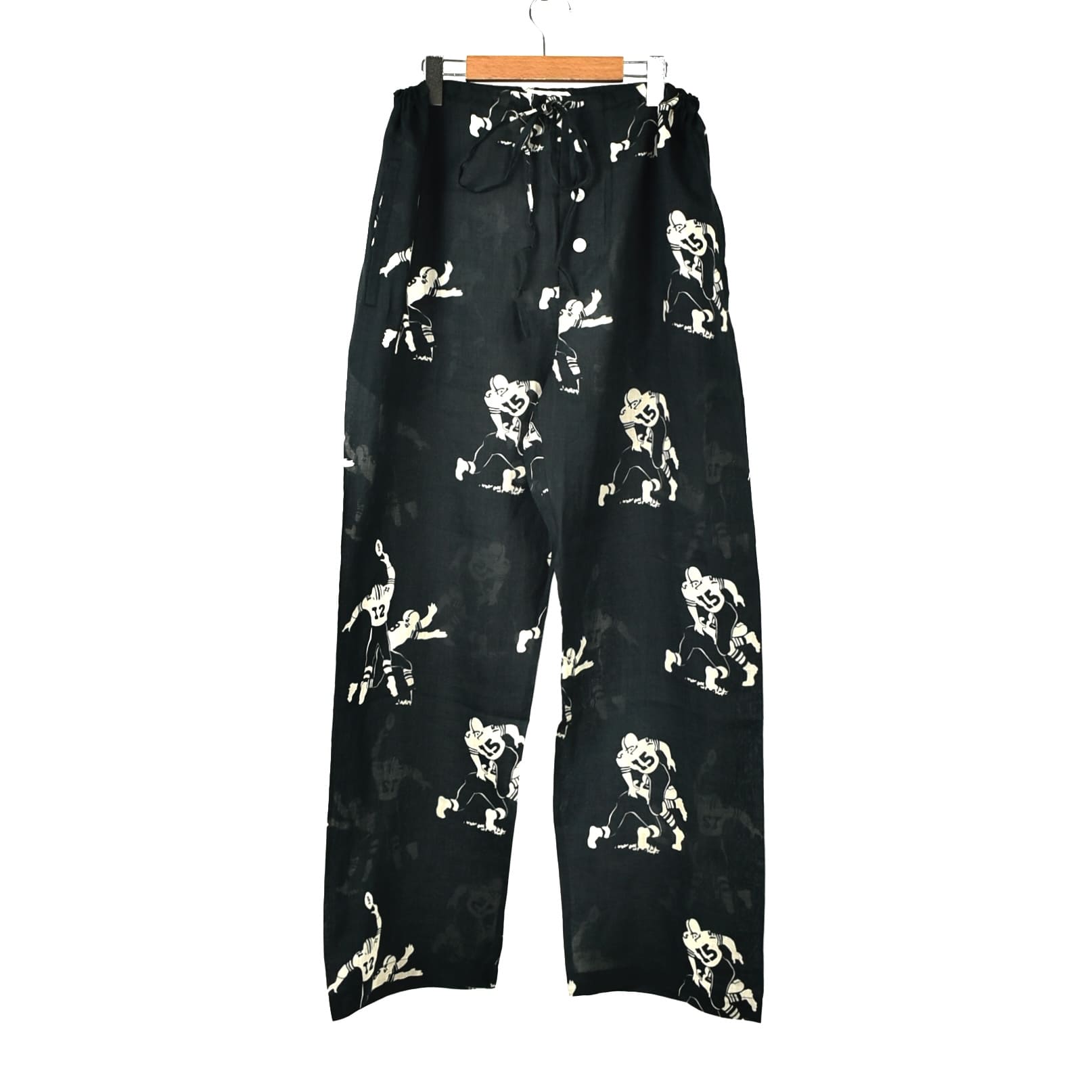 BODE FOOTBALL SILHOUETTE PAJAMA PANT BLACK CREAM[MRF24BT053]