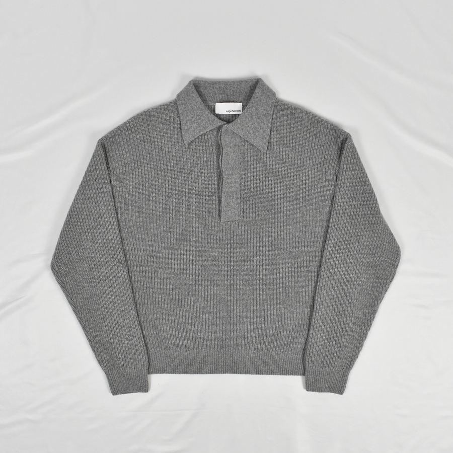 sage NATION DOUBLE KNIT POLO [Slate Grey]