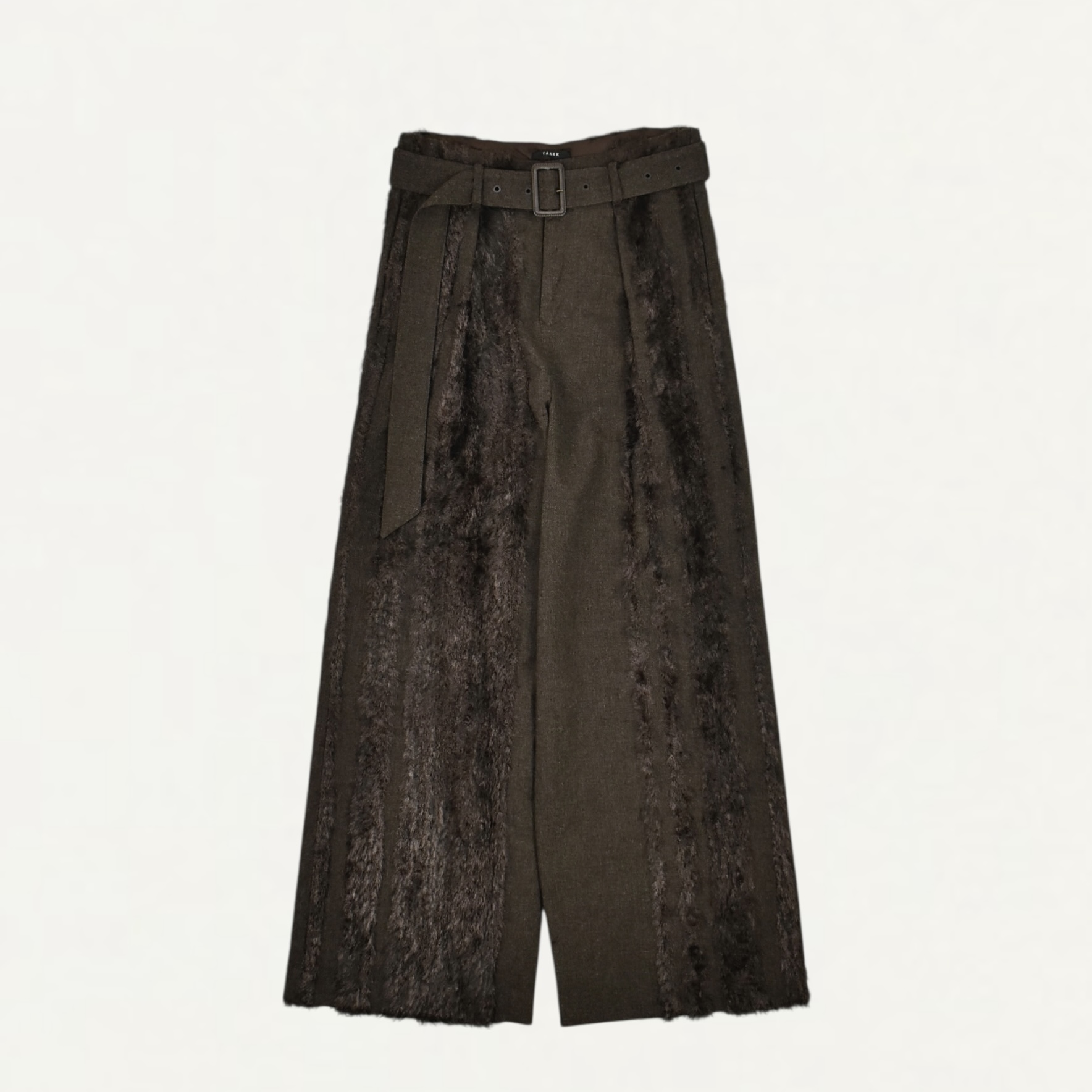 TAAKK FUR TWEED BELT PANTS BROWN[TA25AW-PT012]