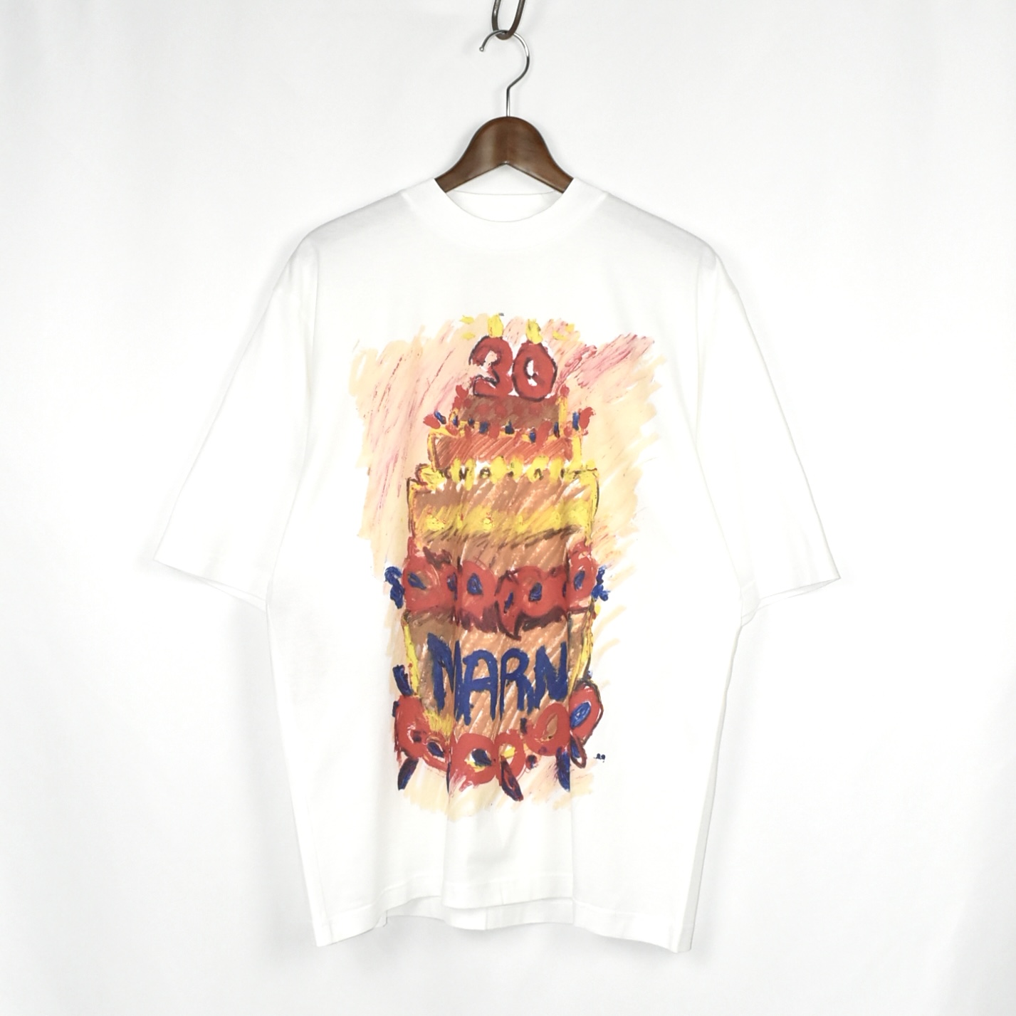 MARNI White organic cotton T-shirt with Marni 30th Anniversary print[HUMU0223PZ]