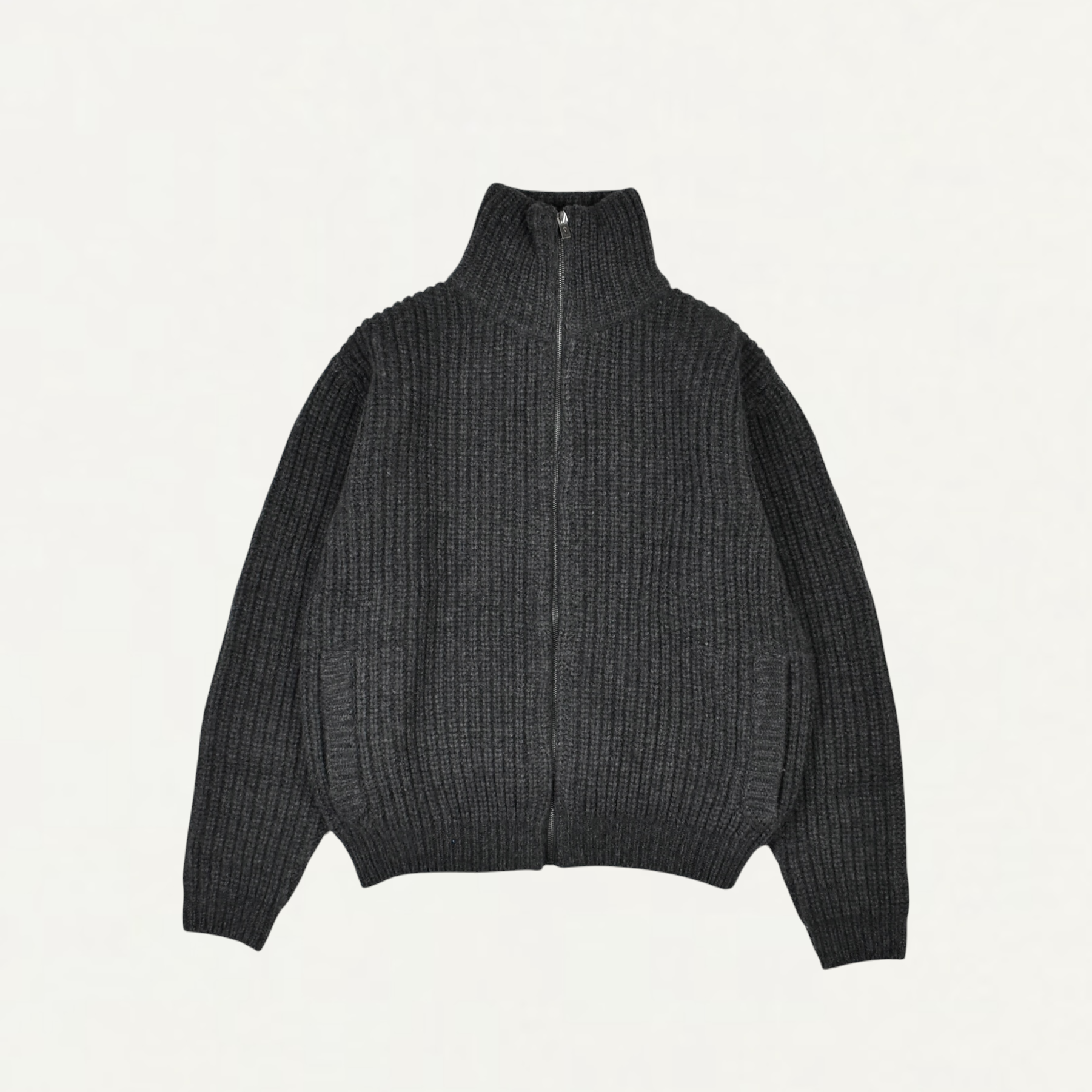 LE17SEPTEMBRE HOMME CHUNKY ZIPPED CARDIGAN CHARCOAL[LH2679CD004ECH]