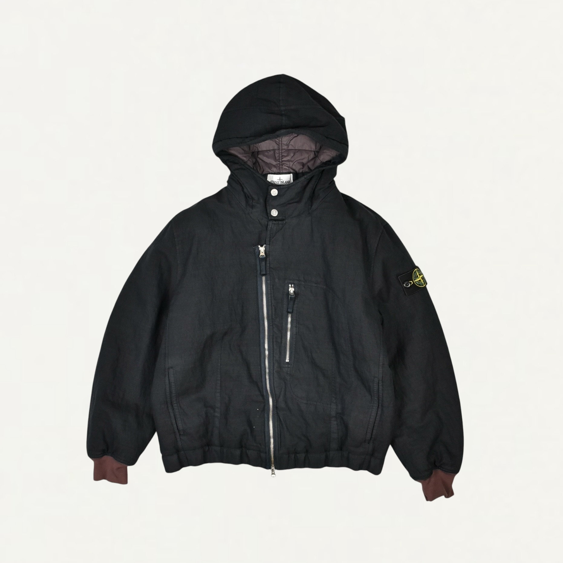 STONE ISLAND 4100042 Diagonal Cotton Wool-TC garment dyed hooded rib jacket navy blue[L2S154100042]