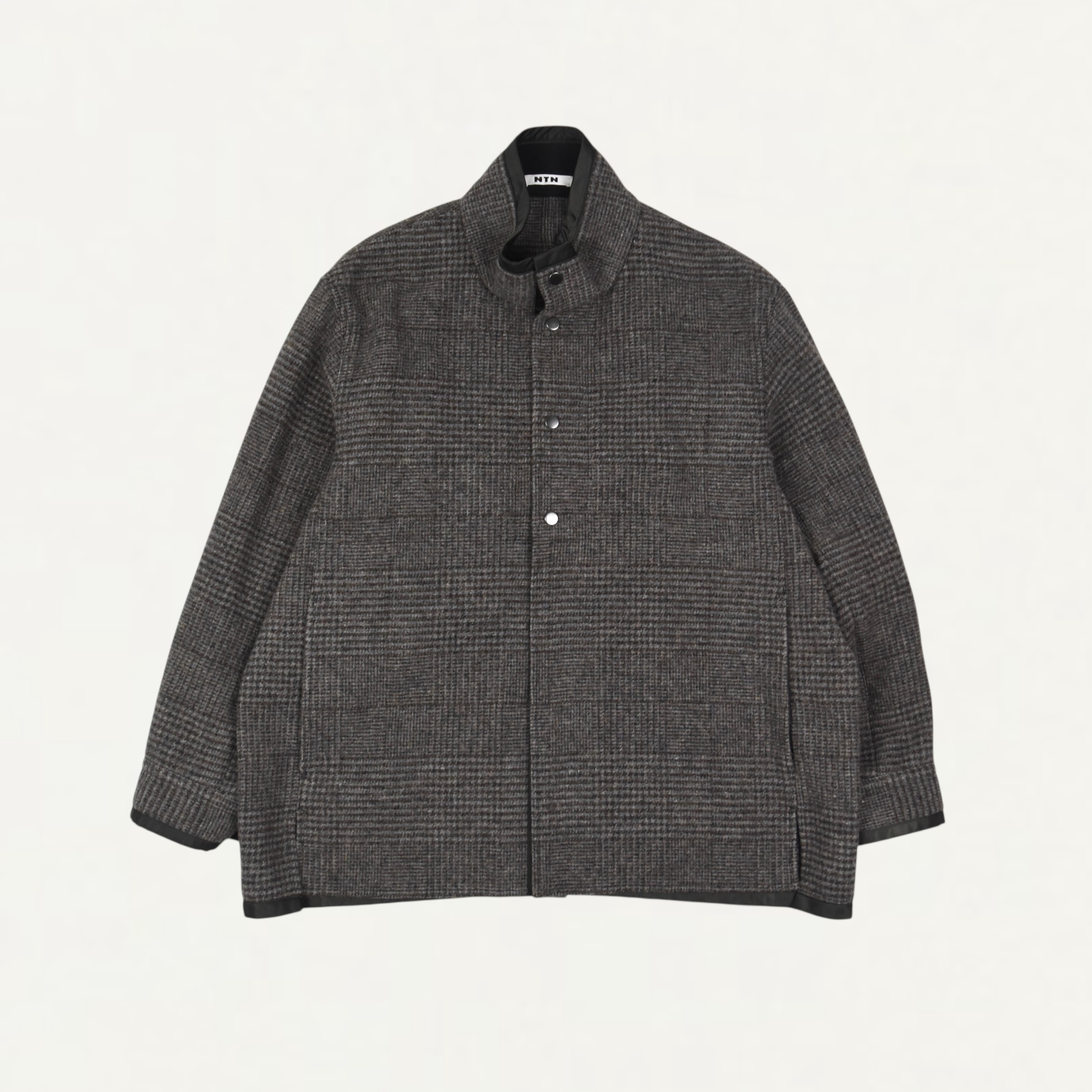 NTN CHECK WOOL SNAP OPEN SHIRT NAVY×KHAKI[N005-034117]