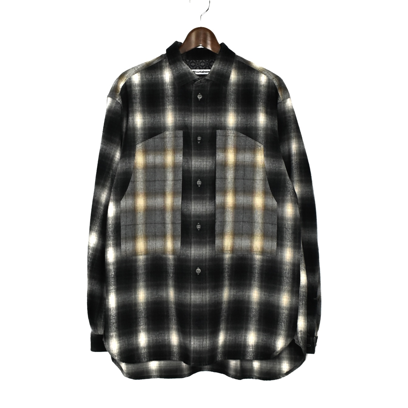 White Mountaineering MID GUSSET SLEEVE CHECK WORK SHIRT BLACK[WM2473107]