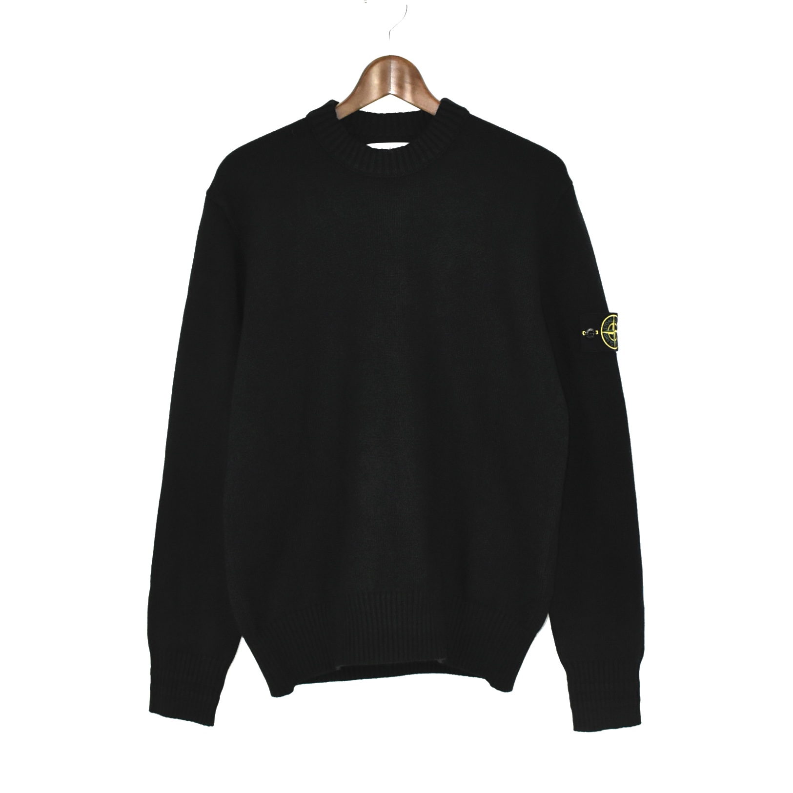 STONE ISLAND Organic Cotton Crew Neck Knit Pullover Black[81-155-06-A2]