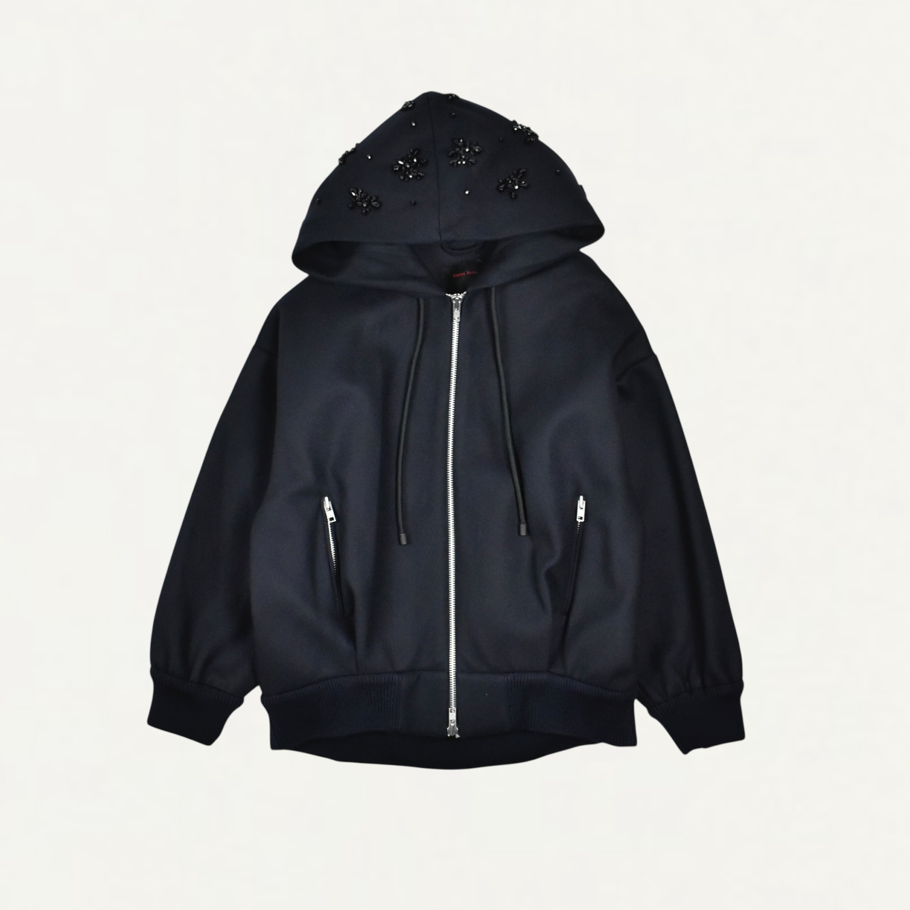 Simone Rocha Embellished Hooded Zip Jacket Navy/Jet[6145B 1265]