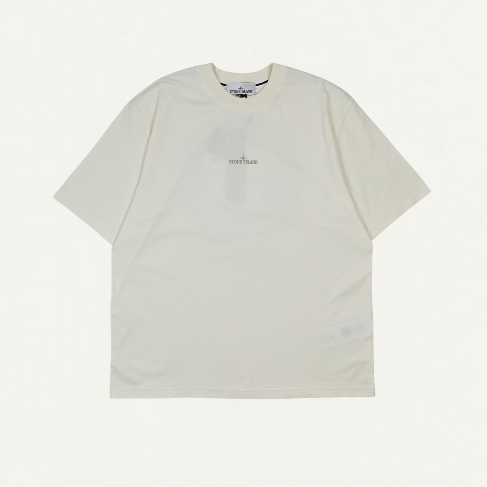 STONE ISLAND 2100037 COMBED ORGANIC COTTON JERSEY Regular-fit short-sleeve T-shirt with 'Bleeding Numbers' print Ivory[S15-21000-37]