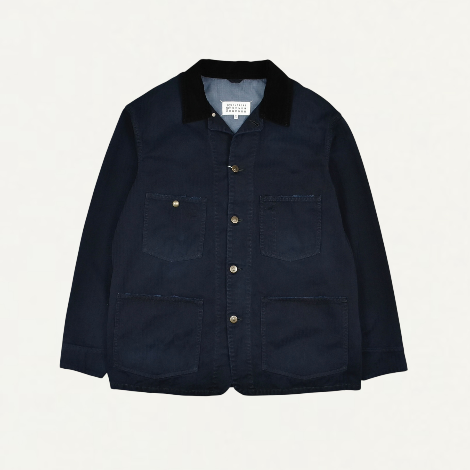 Maison Margiela Herringbone workwear jacket Stone washed navy[S50AM0646]