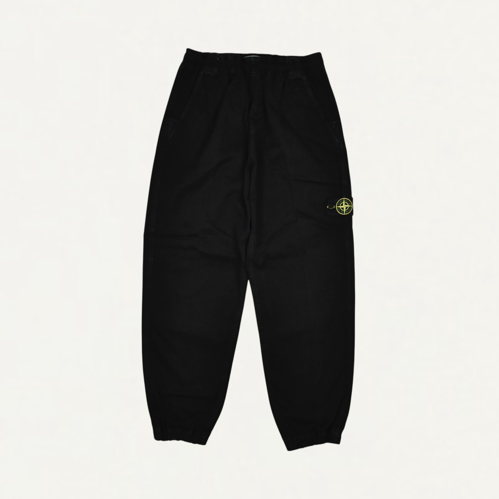 STONE ISLAND 3100009 ORGANIC PANAMA COTTON 'OLD' EFFECT Loose-fit jogger trousers with elasticated cuffs Black[S15-31000-09]