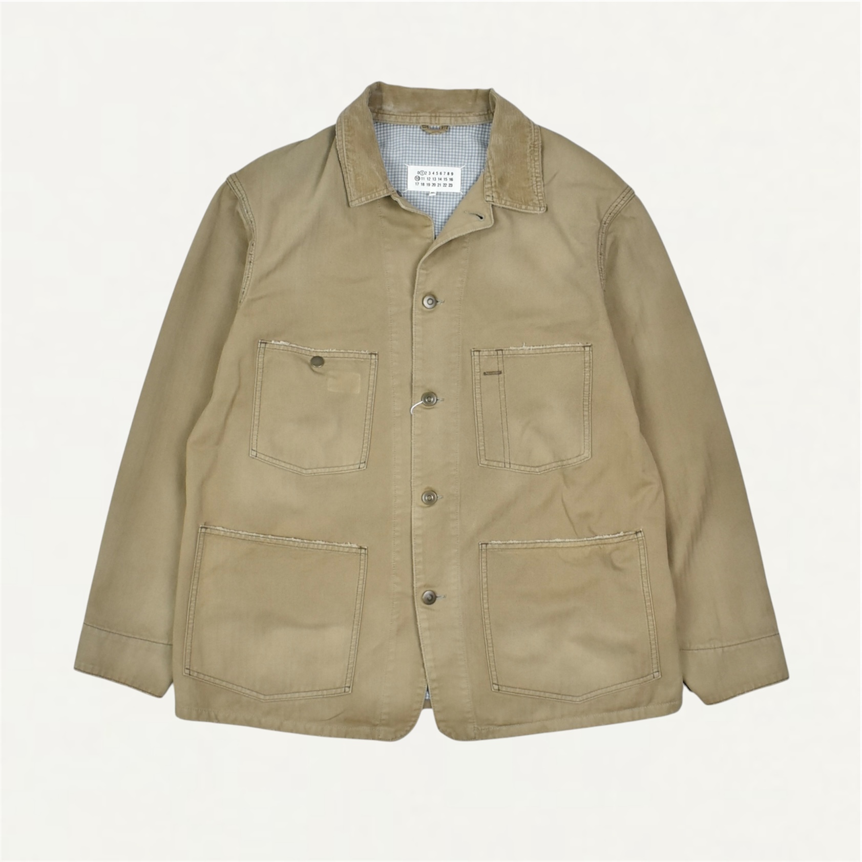 Maison Margiela Herringbone workwear jacket Stone washed beige[S50AM0646]