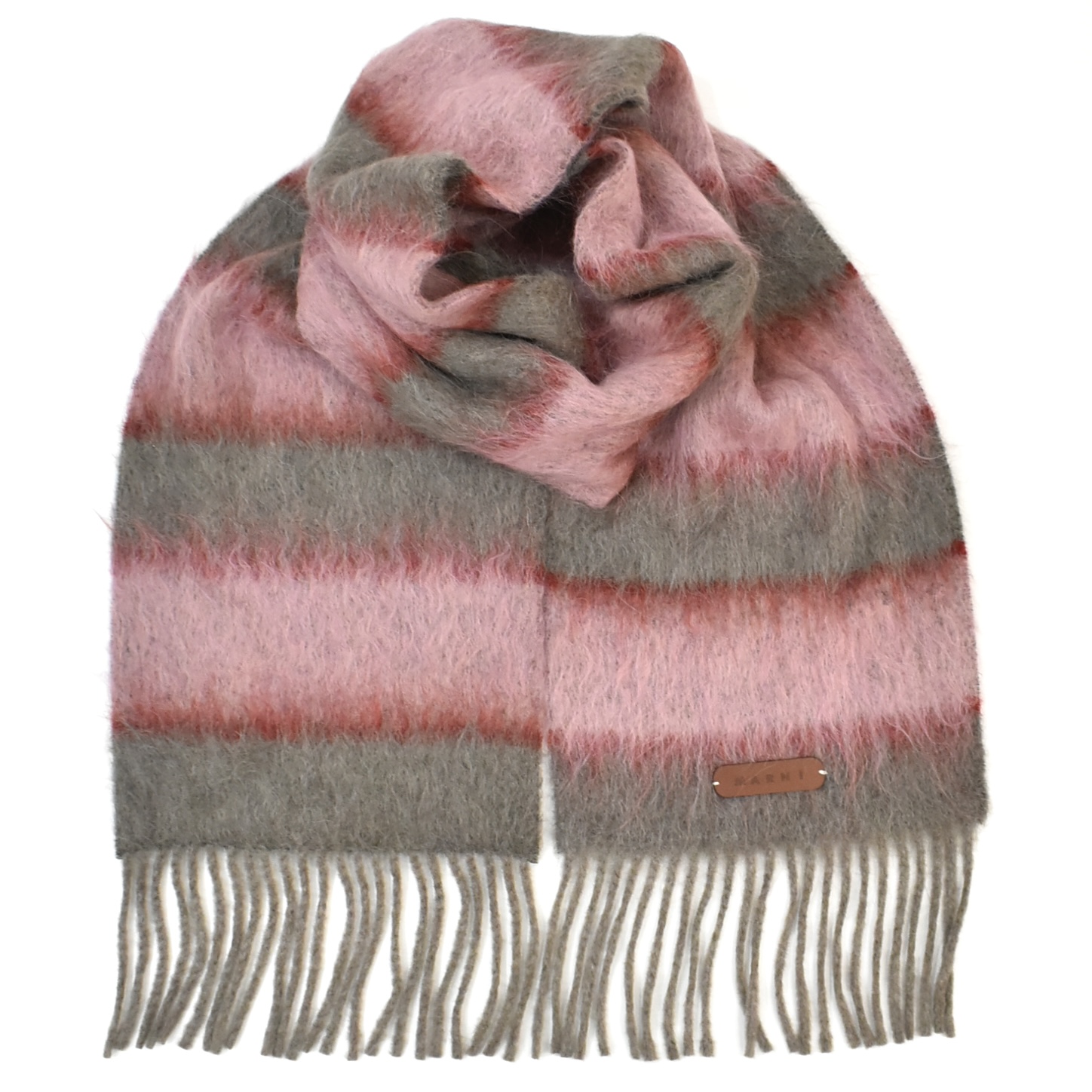 MARNI WOOL MOHAIR STRIPE SCARF PINK/GRAY[SCZC0069]